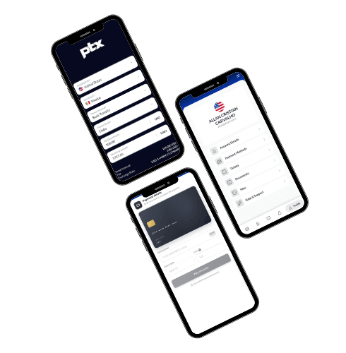 PTX Exchange app screens